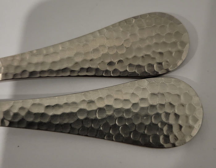 Wallace Hammered 2-Soup Spoons 8 1/4" Stainless 18/10 Flatware Silverware1