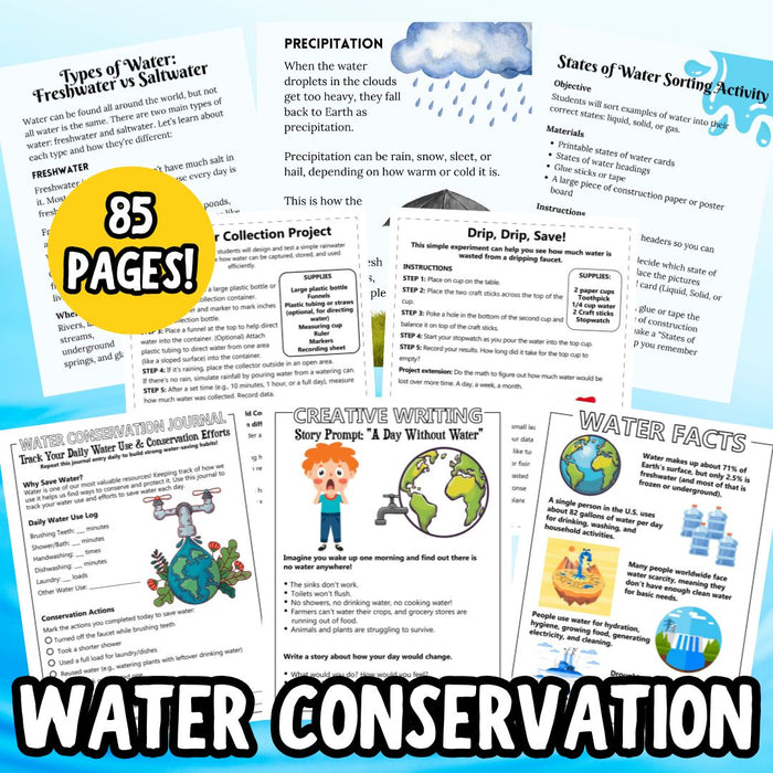 Water Conservation Activity Pack + Water Study Unit | STEM & Science Printable