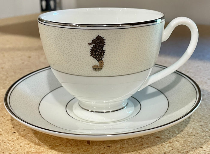 Waterford Seahorse Ivory Cup and Saucer Set0