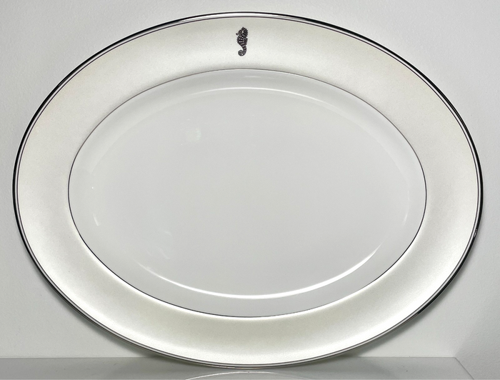 Waterford Seahorse Ivory Oval Platter 15 1/2"0