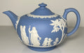 Wedgwood Cream Color on Lavender Pale Blue Jasperware Teapot and Lid 5" 4 Cup0