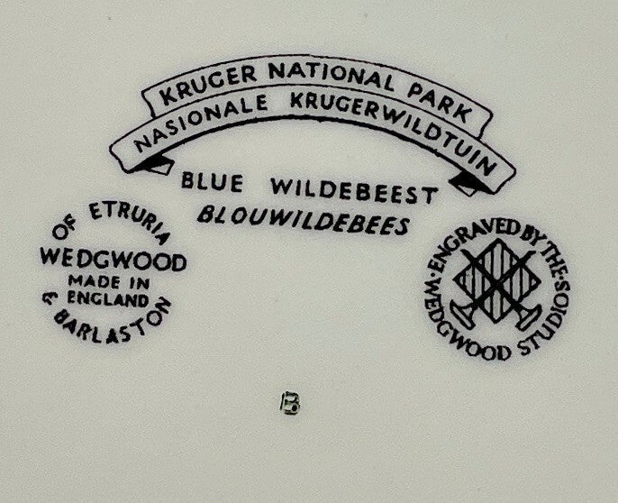 Wedgwood Kruger National Park Dinner Plate Blouwildebees 10 3/4" No Map1