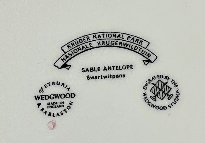 Wedgwood Kruger National Park Dinner Plate Sable Antelope 10 3/4" No Map1