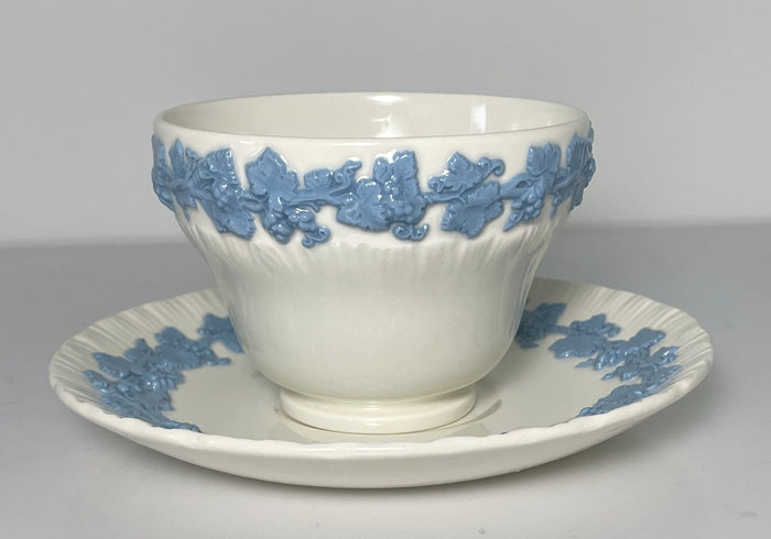 Wedgwood Lavender on Cream Color Footed Cup and Saucer Set1