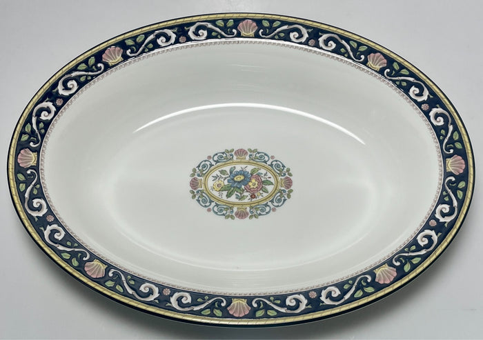 Wedgwood Runnymede Blue Oval Vegetable Bowl 10 7/8"0