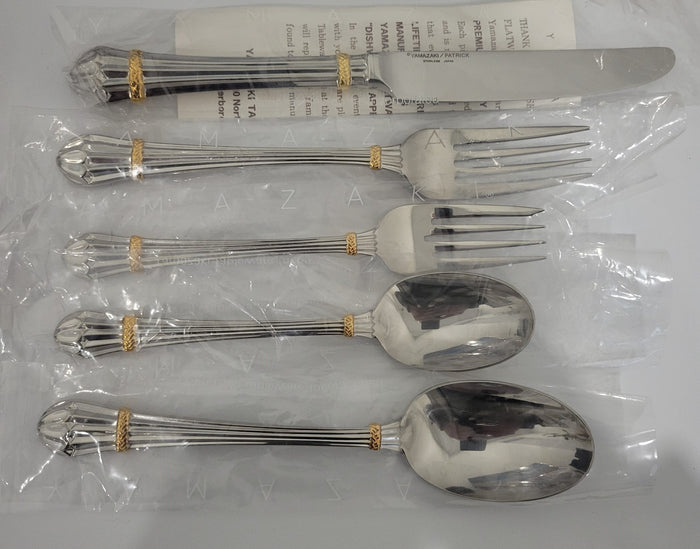 Yamazaki Carouselle Gold Stainless 5 Piece Place Setting Silverware Flatware0
